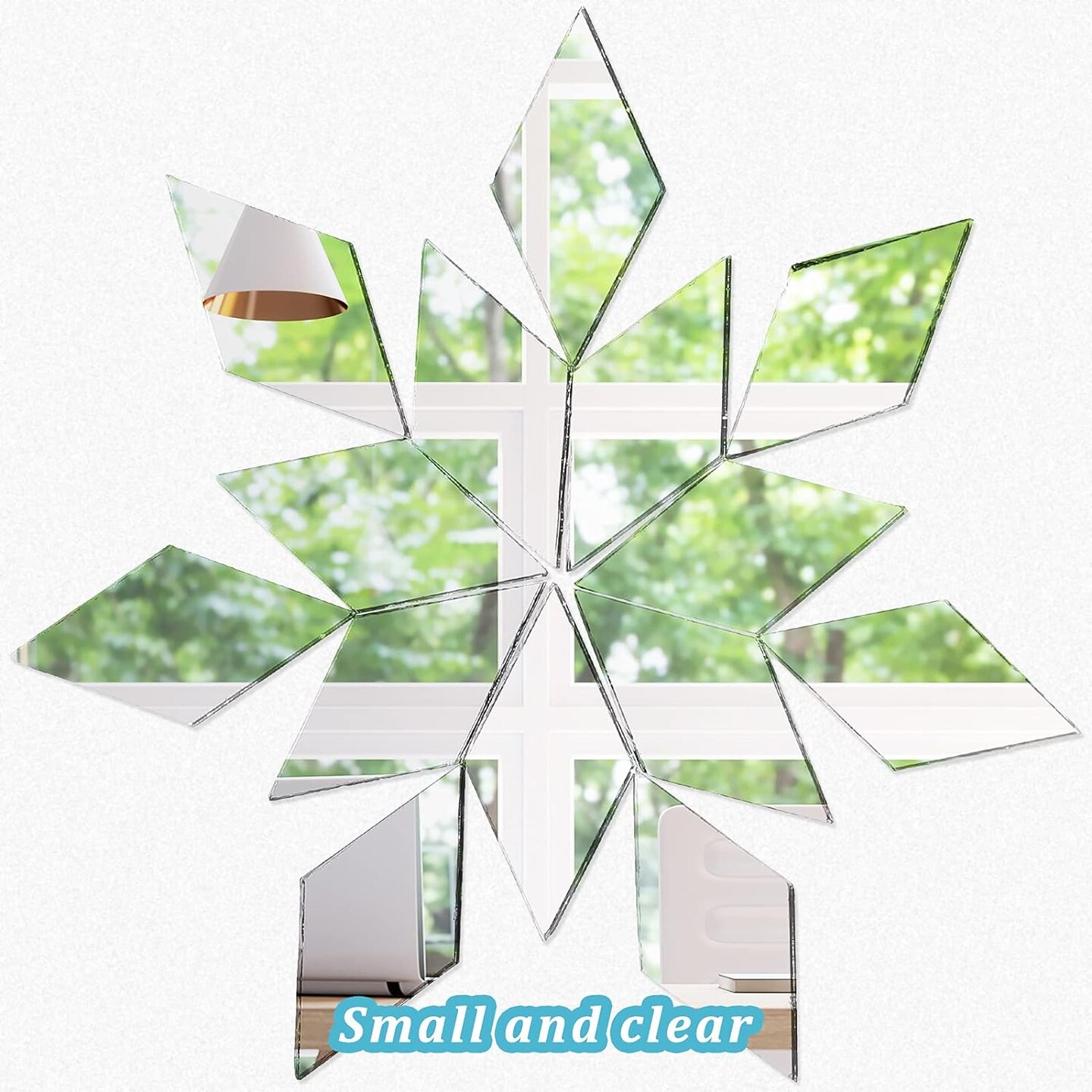 Diamond Shape Mirror Mosaic Tile Small Rhombus Mirror Mini Craft Mirror Square Triangle Glass Mirror Tile DIY Mini Size Mirror for Art Wall Door Home Decorations (Diamond Shape,300 Pcs)