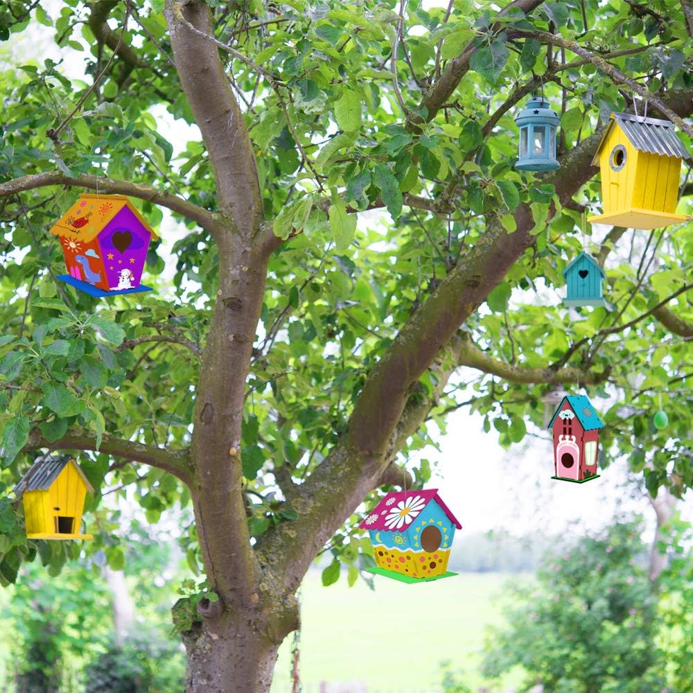 DIY Birdhouse Kit - 2 Pack, Includes Paints &#x26; Brushes, Wooden Crafts for Kids