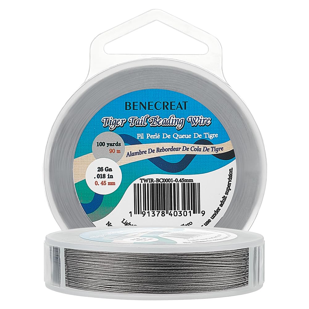 300 ft  7-Strand Beading Wire, 0.018inch/ 0.46mm Tiger Tail Bead Stringing Wire for Jewelry Making Threading Necklace Bracelet Crafts