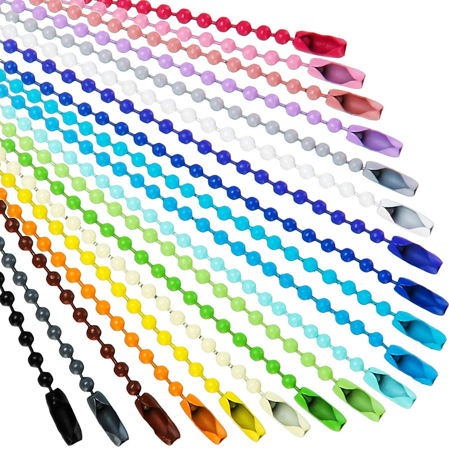 100 Pieces Colored Bead Keychain Metal Hanging Chains Necklace Connector for Hanging Ornament Jewelry Tag