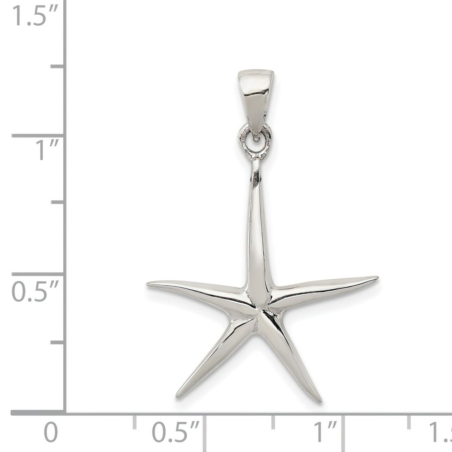 Sterling Silver Starfish Pendant Charm Sea Life Jewelry 25mm x 21mm
