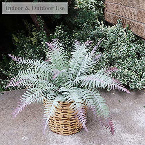 2pc 20" Artificial Boston Fern w/ Dusty Finish – Lifelike Greenery