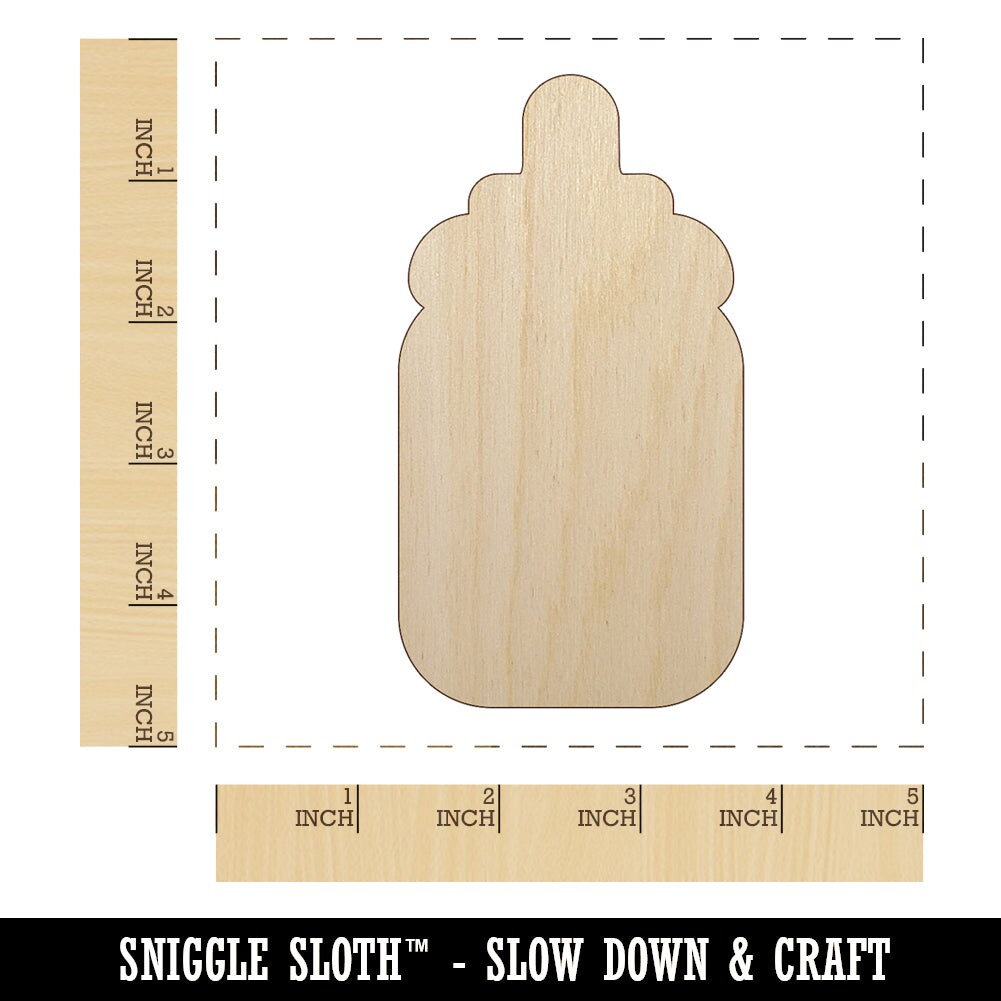 Baby Bottle Solid Unfinished Wood Shape Piece Cutout for DIY Craft Projects