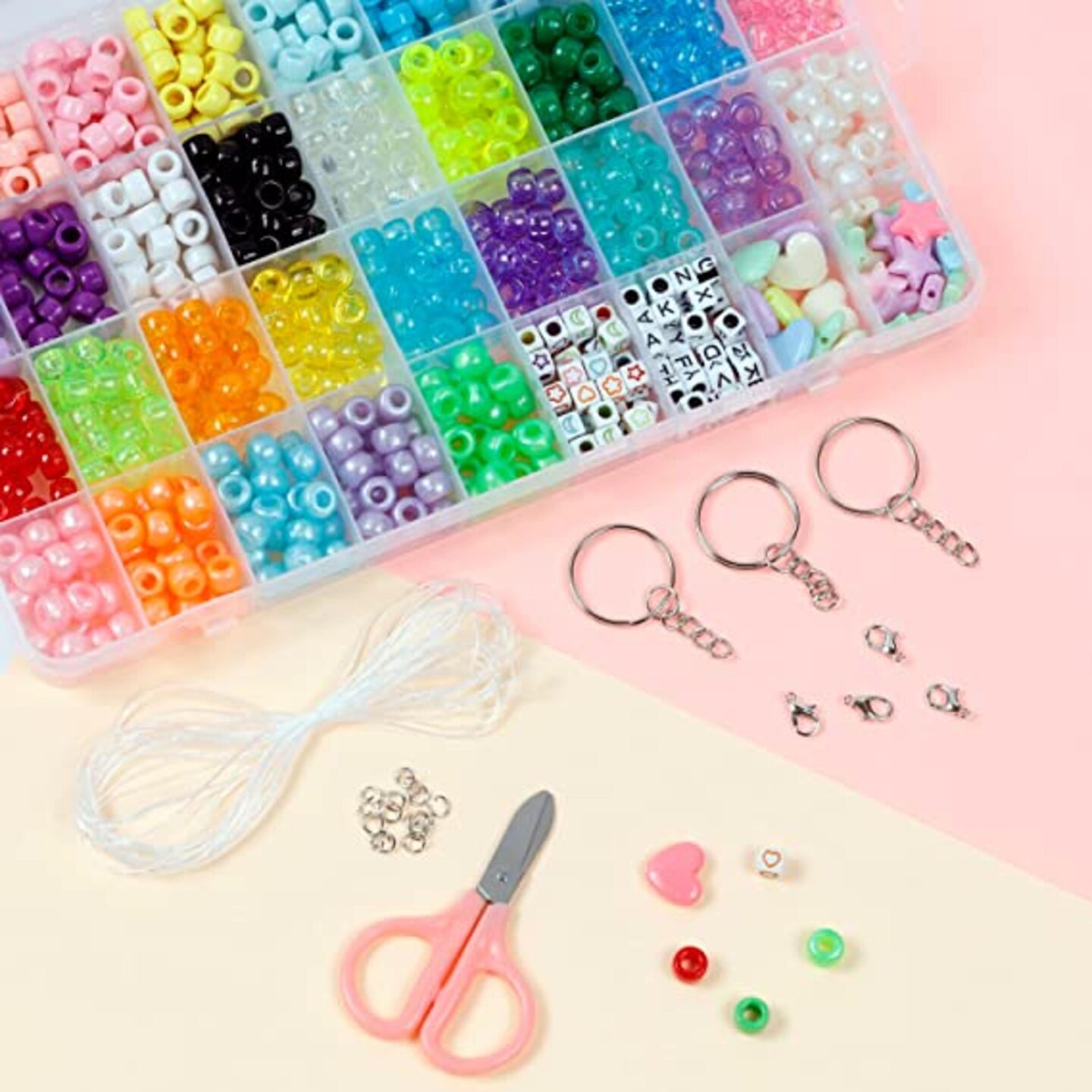 Incraftables Pony Beads for Bracelets Making 9mm & 3 Colors Letter Beads for Jewelry Making (7mm, 1080pcs) for DIY Friendship Bracelets & Crafts, Jewelry & Hair Craft