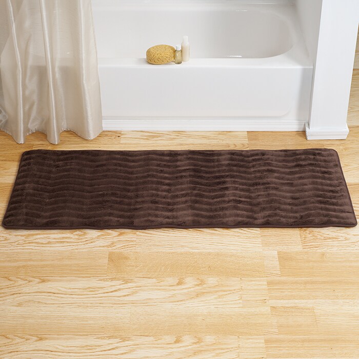 Lavish Home Memory Foam Bath Rug Chocolate 24X60 Extra Long Skid Resistant