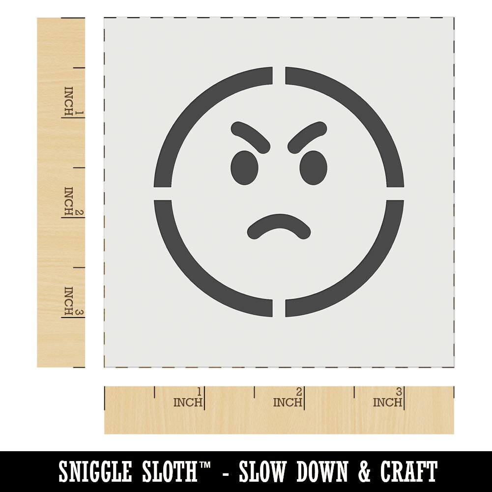 Angry Mad Face Emoticon Wall Cookie DIY Craft Reusable Stencil