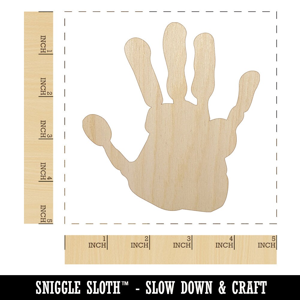 Hand Print Unfinished Wood Shape Piece Cutout for DIY Craft Projects
