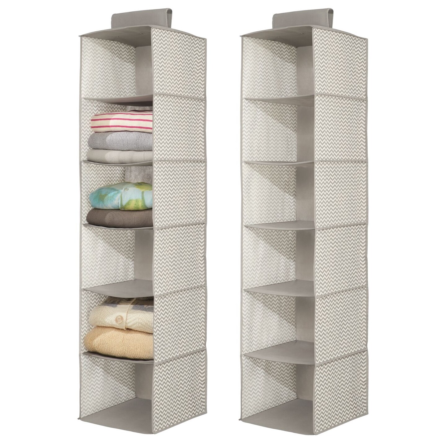 mDesign Long Fabric Over Closet Rod Hanging Organizer 6 Shelves