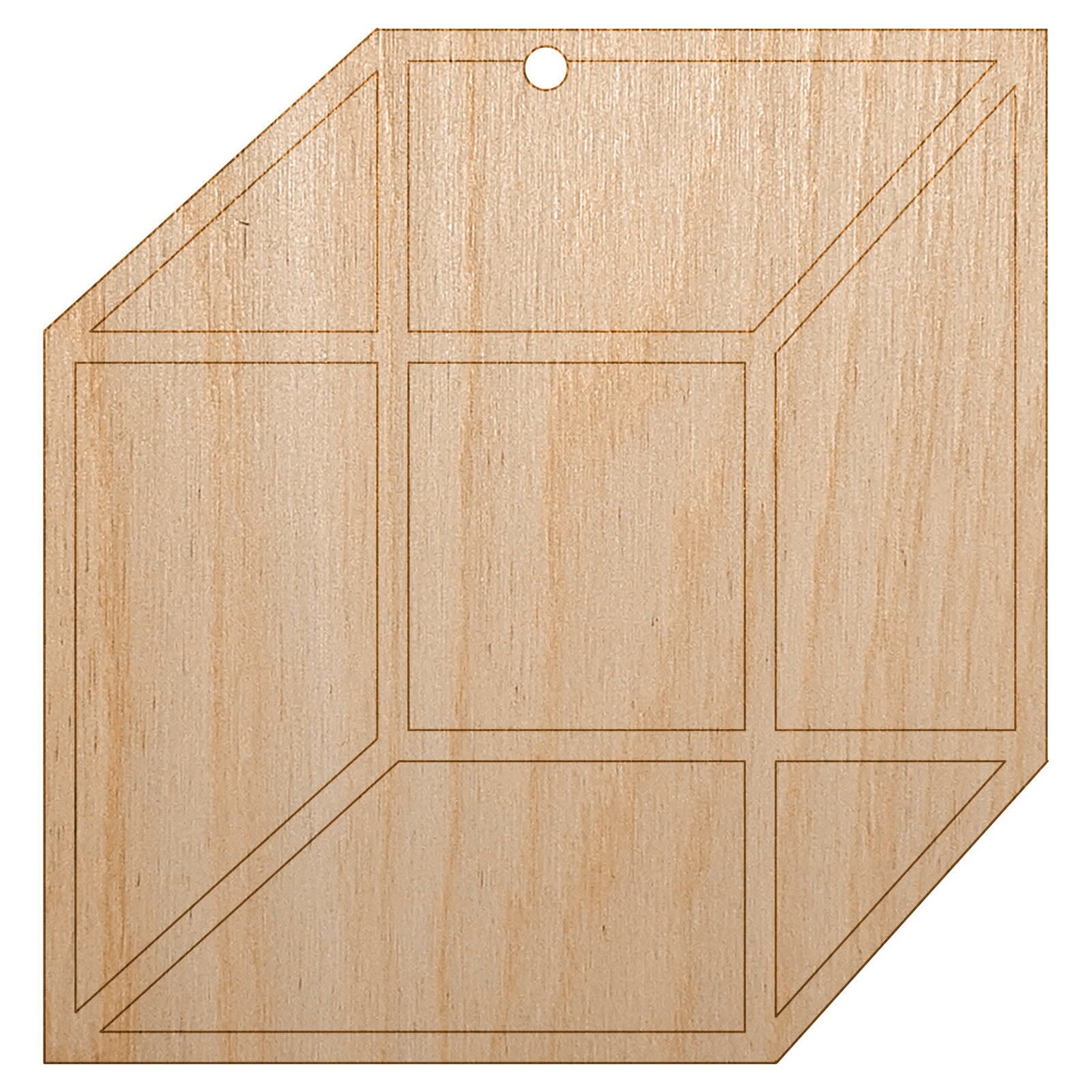 Cube Box Outline Unfinished Craft Wood Holiday Christmas Tree DIY Pre-Drilled Ornament