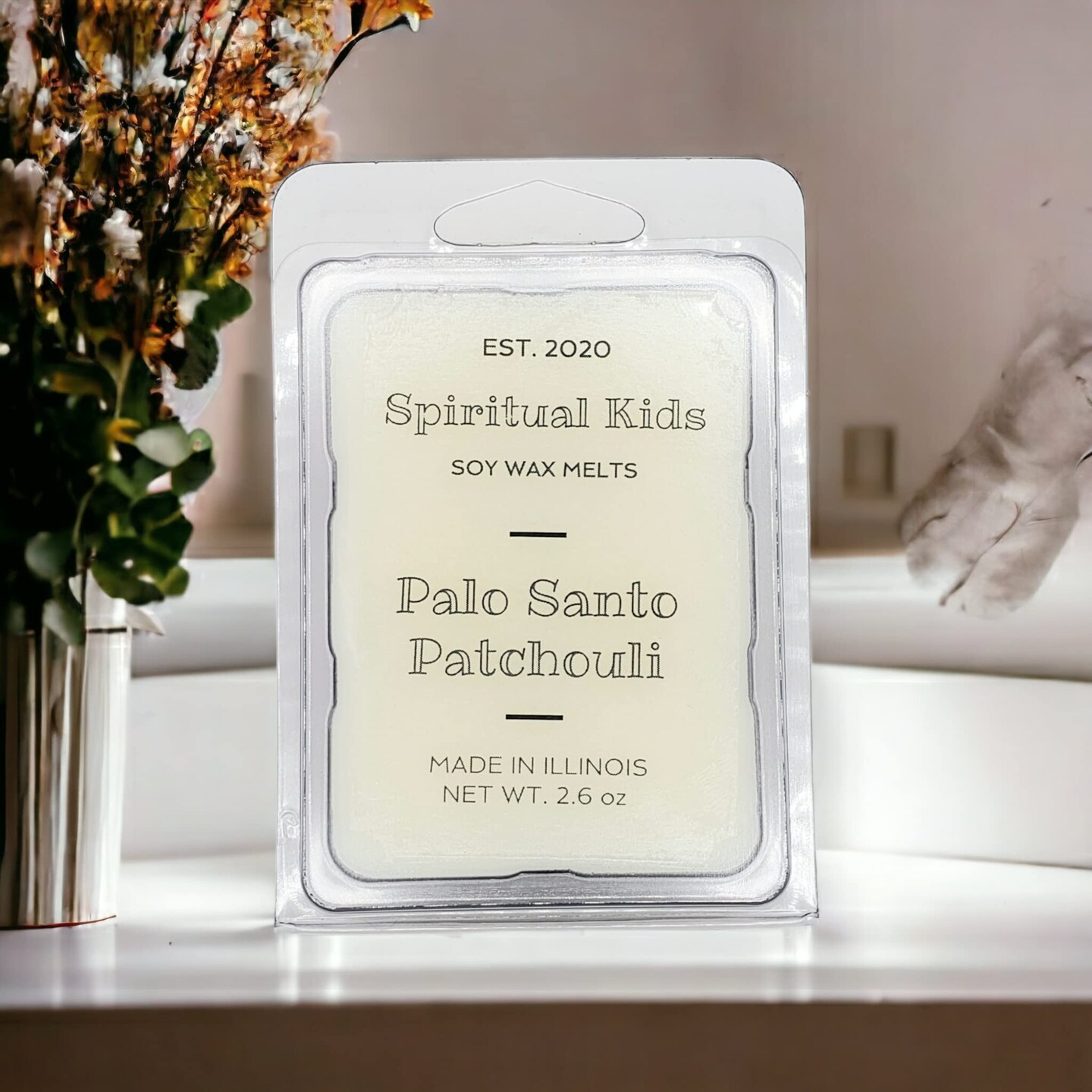 Palo Santo Patchouli Soy Wax Melts 1 Pack 2.6 oz All Natural Soy Wax 6 Cubes Hand Poured with Fragrant/Essential Oils!