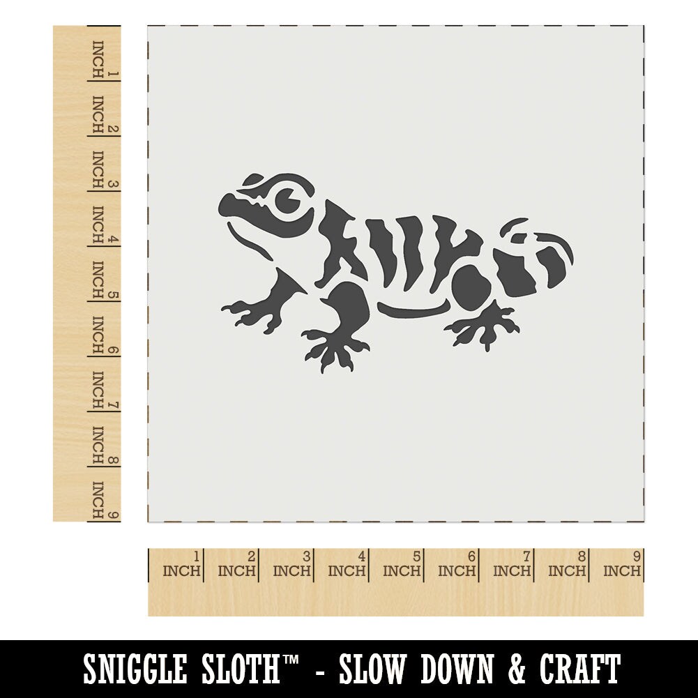 Cute Striped Gecko Lizard Reptile Wall Cookie DIY Craft Reusable Stencil