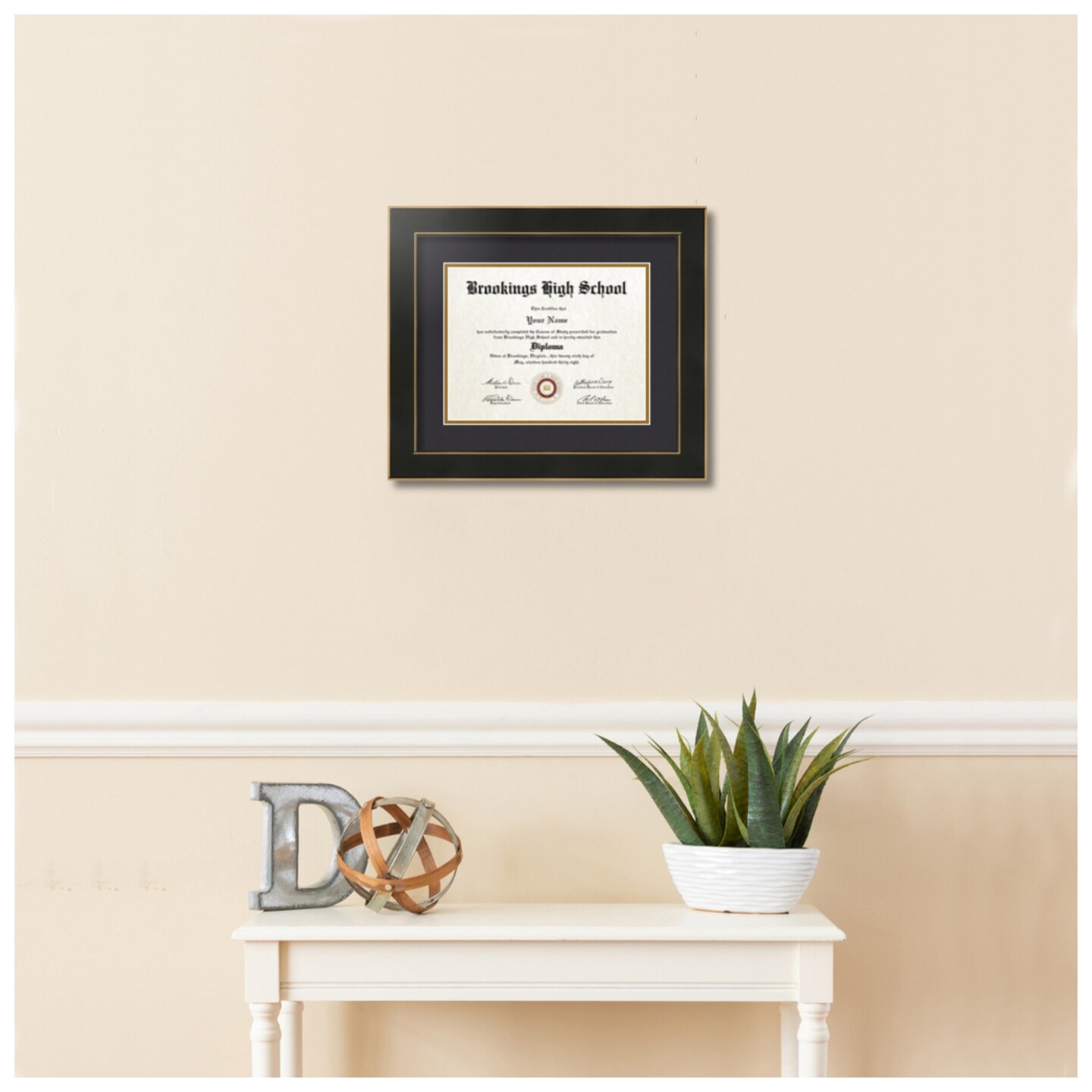 ArtToFrames 8.5x11 inch Diploma Frame - Framed with Black and Gold Mats, Comes with Regular Glass and Sawtooth Hanger for Wall Hanging (D-8.5x11)