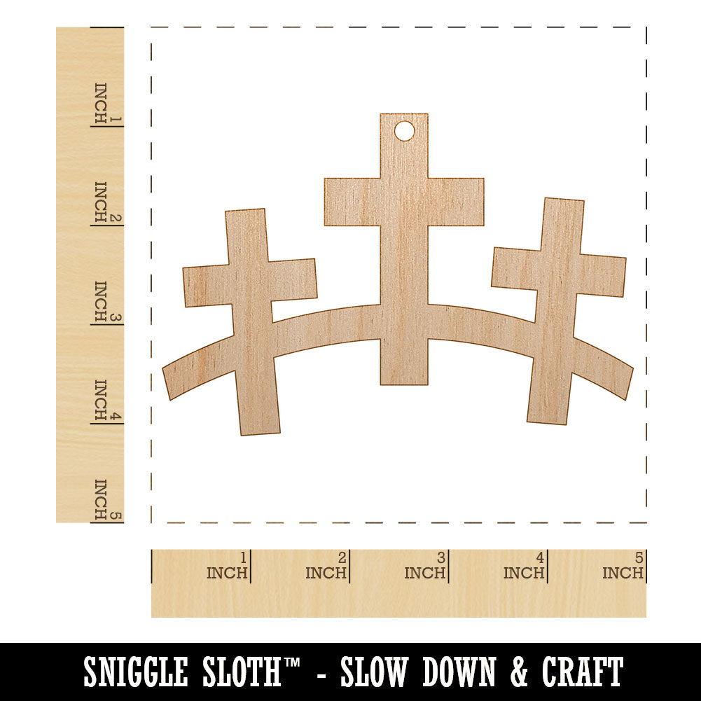 Three Crosses Unfinished Craft Wood Holiday Christmas Tree DIY Pre-Drilled Ornament