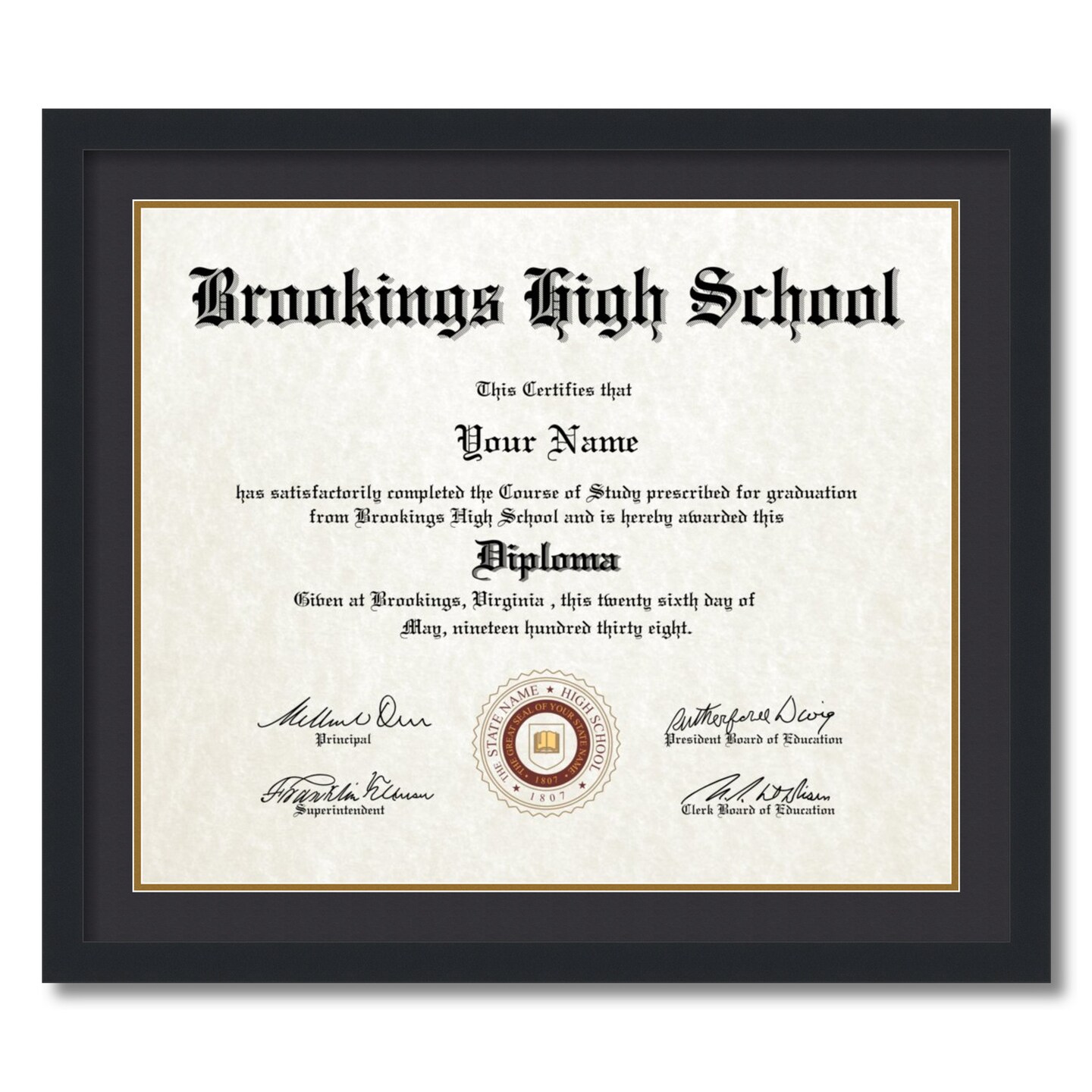 ArtToFrames 20x24 inch Diploma Frame - Framed with Black and Gold Mats, Comes with Regular Acrylic and Sawtooth Hanger for Wall Hanging (D-20x24)