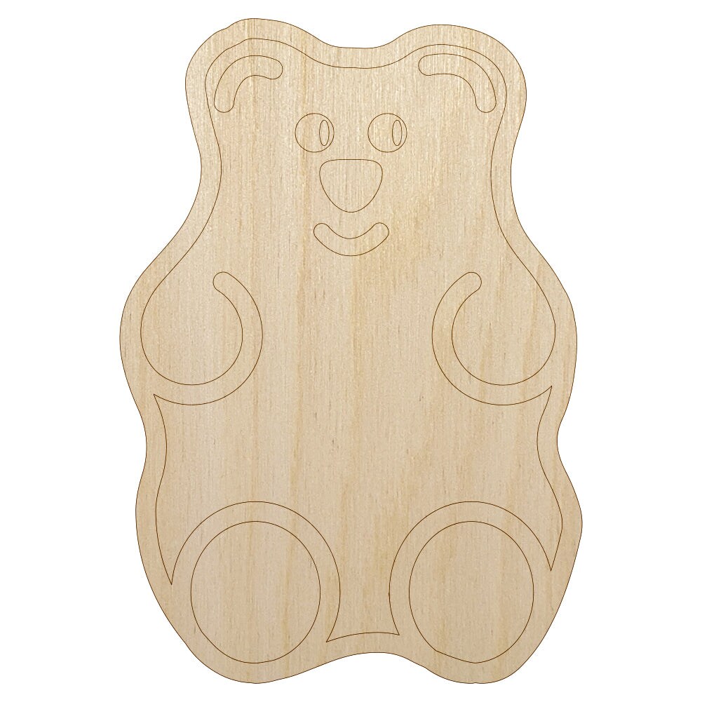 Gummi Bear Candy Unfinished Wood Shape Piece Cutout for DIY Craft Projects