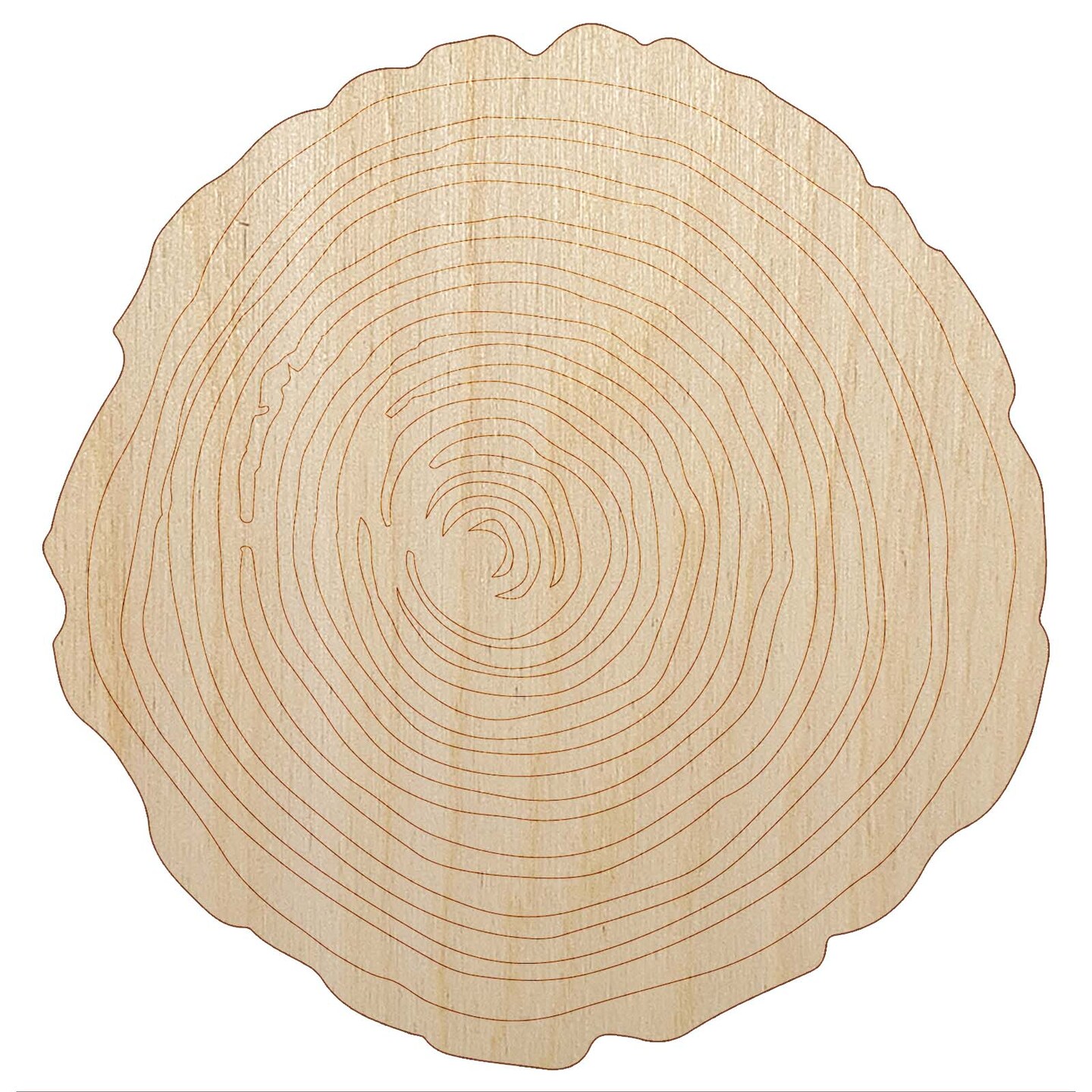 Hand Drawn Tree Rings Doodle Unfinished Wood Shape Piece Cutout for DIY Craft Projects