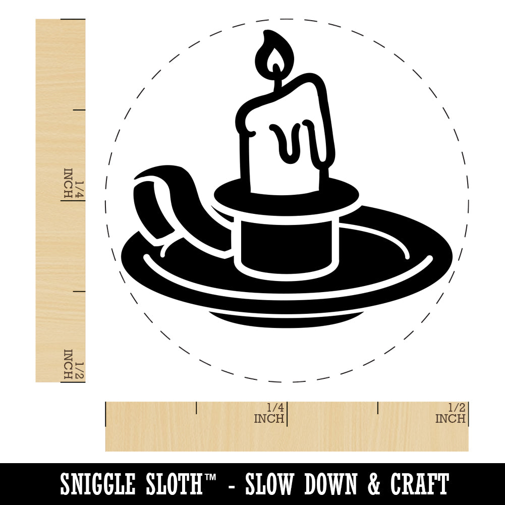 Candle on a Holder Self-Inking Rubber Stamp for Stamping Crafting Planners