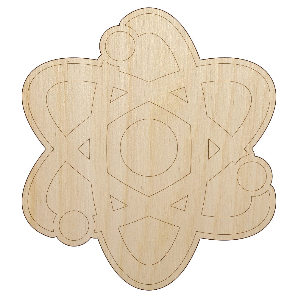 Atom Atomic Unfinished Wood Shape Piece Cutout for DIY Craft Projects