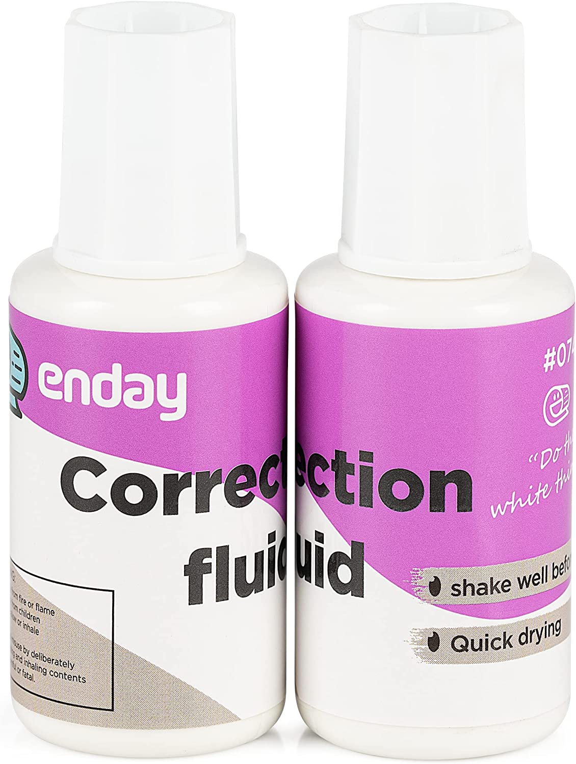 Enday 0.7 Fl Oz (20 Ml) Correction Fluid W/ Bristle Brush (2/Pack)