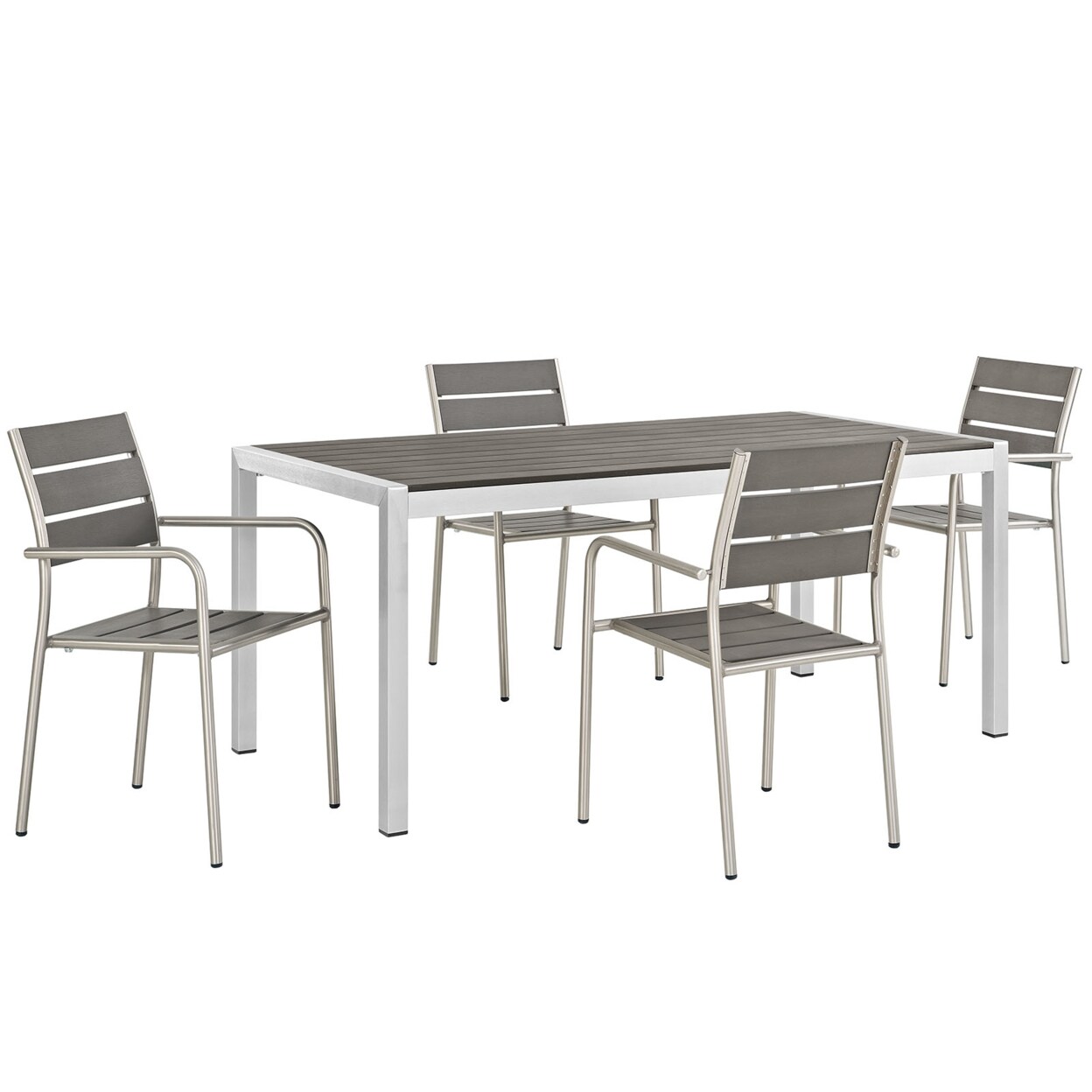 Modway Shore 5 Piece Outdoor Patio Aluminum Dining Set