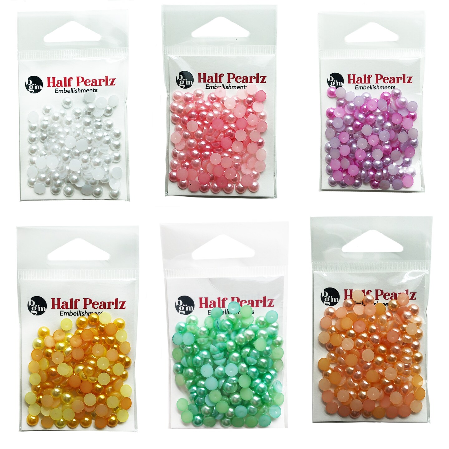 Buttons Galore Flat Back Pearls for DIY Crafts, Scrapbooks, Paper Crafts - Six Colors 700 Pieces