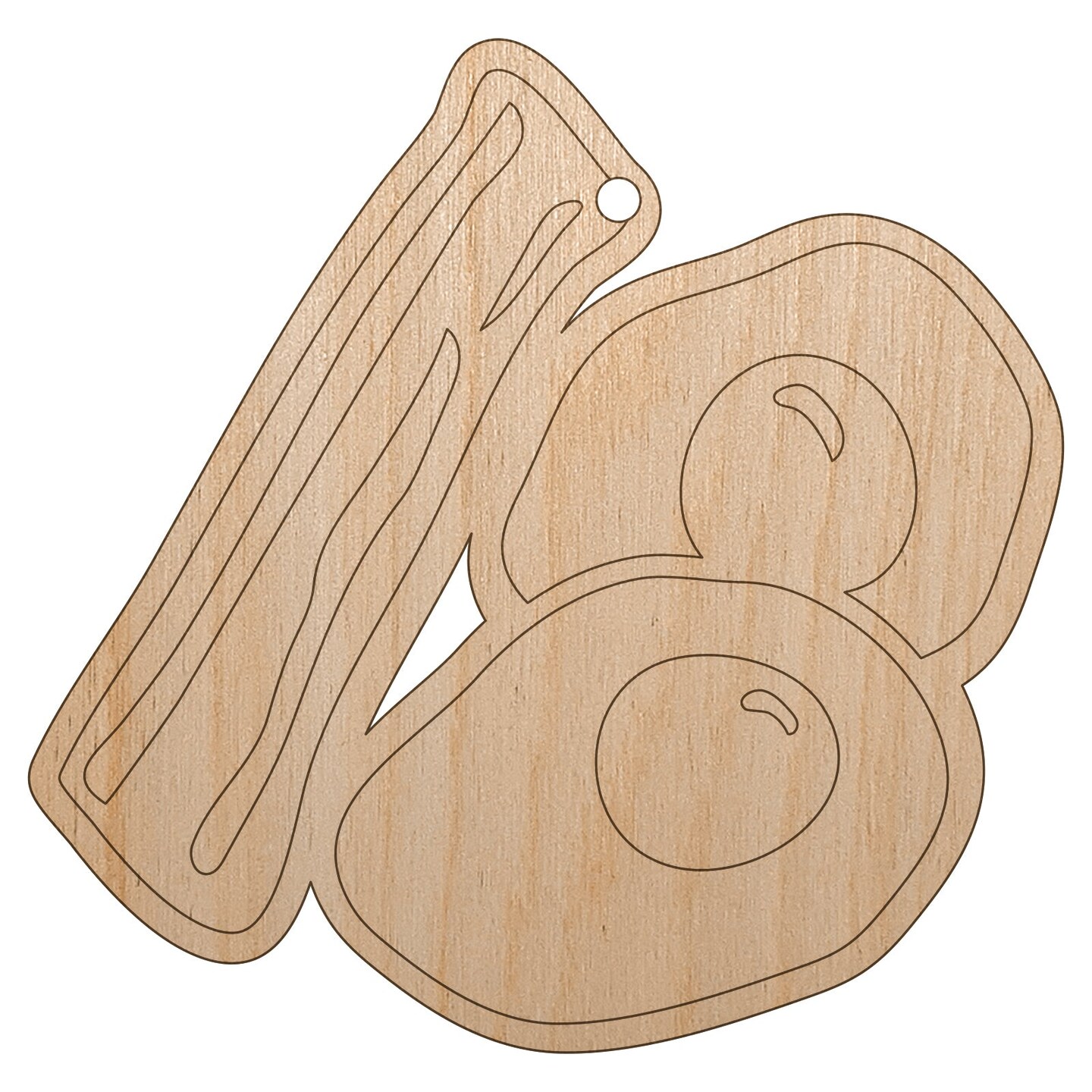 Bacon and Eggs Breakfast Unfinished Craft Wood Holiday Christmas Tree DIY Pre-Drilled Ornament