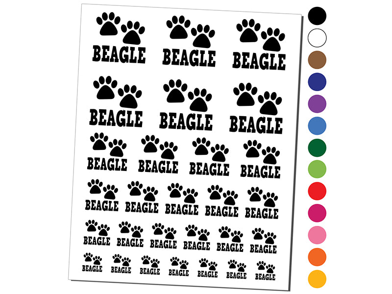 Beagle Dog Paw Prints Fun Text Temporary Tattoo Water Resistant Fake ...