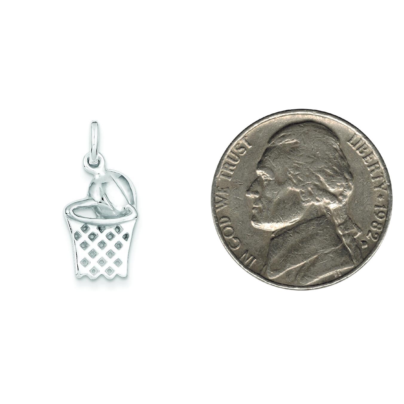 Sterling Silver Basketball Hoop Charm Sports Jewelry 18mm x 12mm