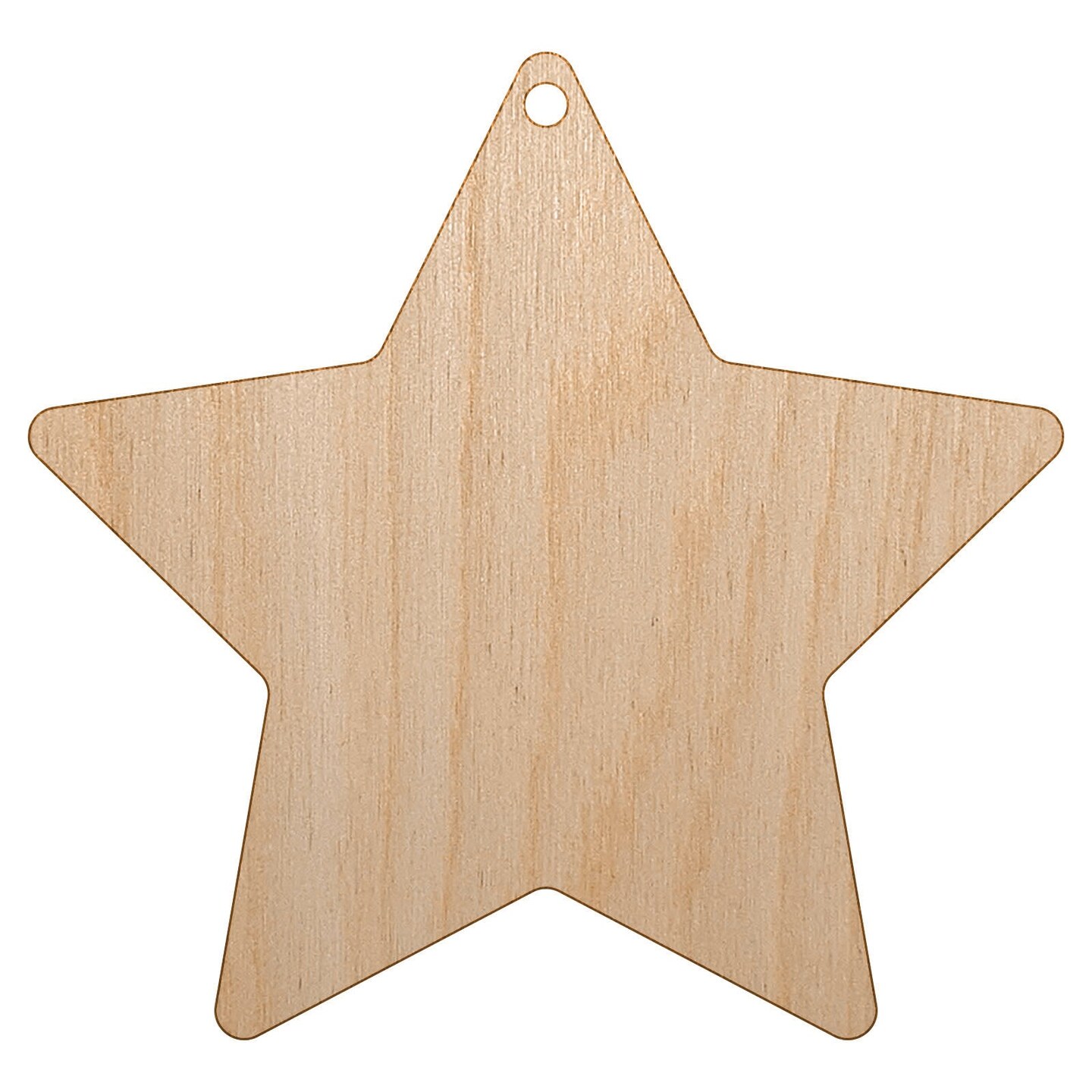 Star Shape Excellent Unfinished Craft Wood Holiday Christmas Tree DIY Pre-Drilled Ornament