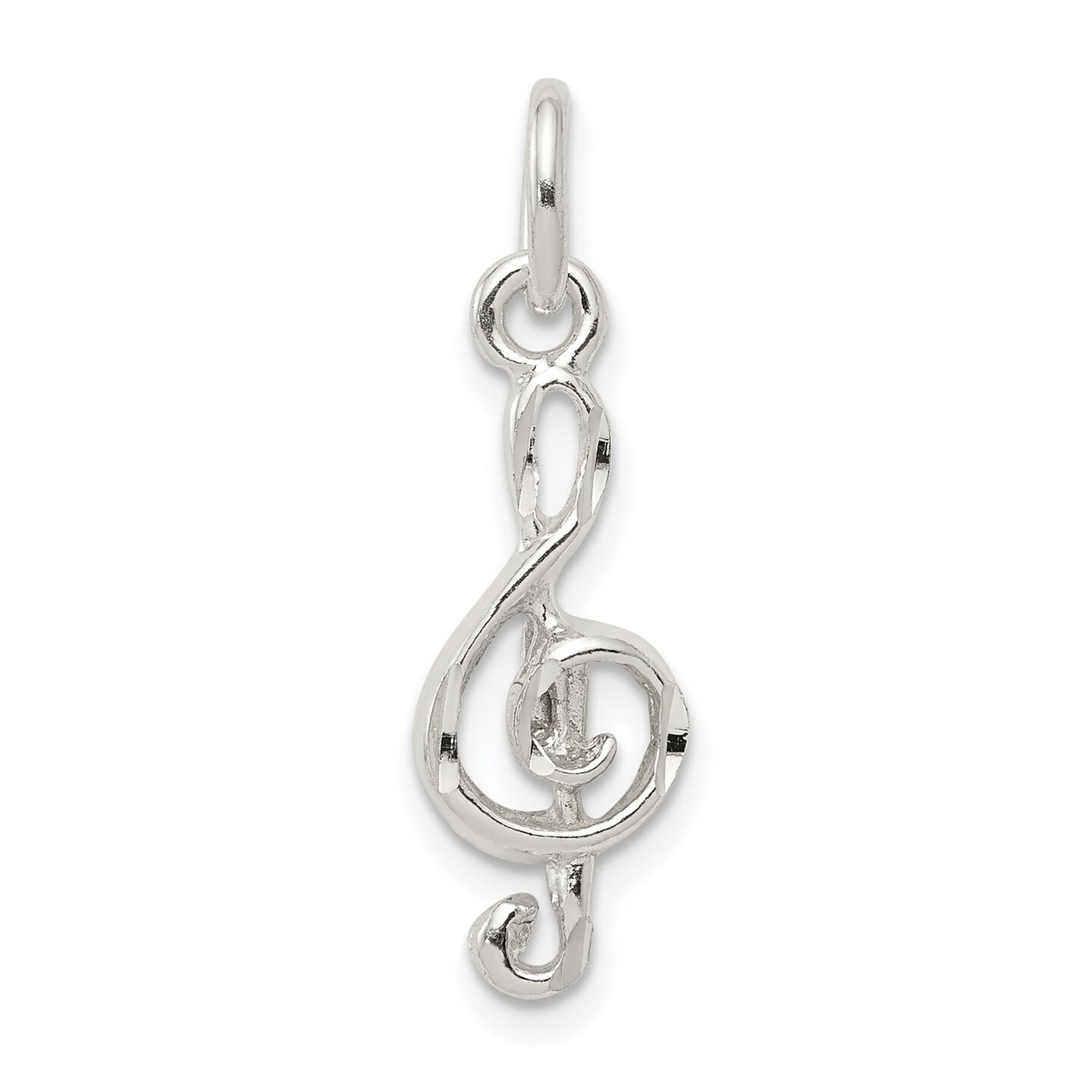 Sterling Silver Treble Clef Charm Pendant Music Jewelry 22 X 9mm