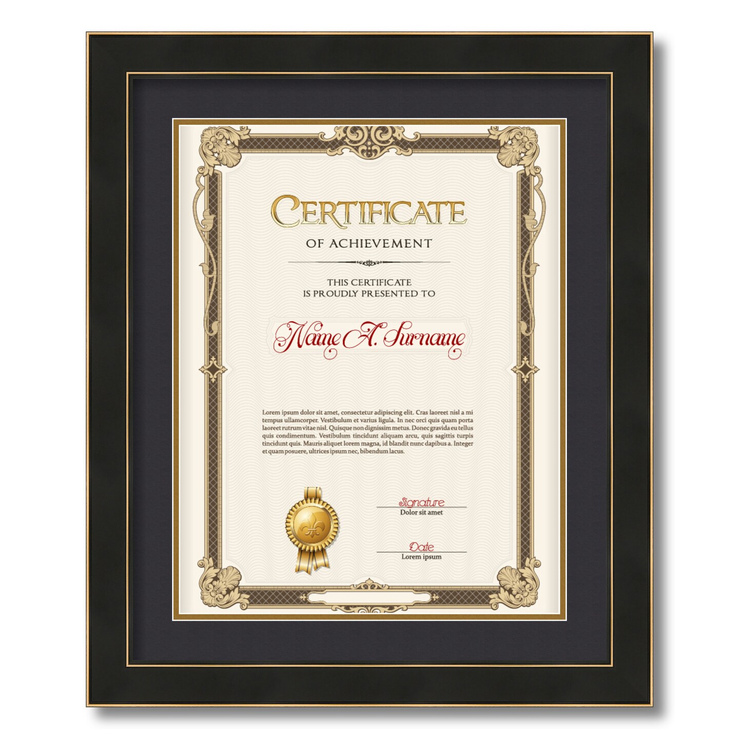 ArtToFrames 18x14 inch Diploma Frame - Framed with Black and Gold Mats, Comes with Regular Acrylic and Sawtooth Hanger for Wall Hanging (D-18x14)