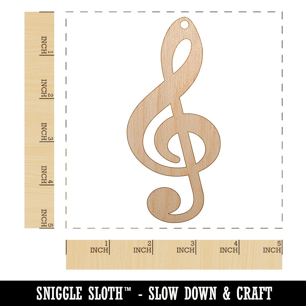 Treble Clef Music Unfinished Craft Wood Holiday Christmas Tree DIY Pre-Drilled Ornament