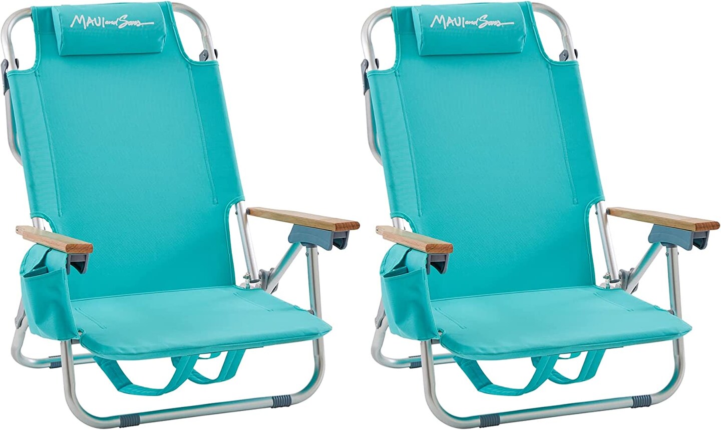 MAUI&SONS BEACH CHAIR WOOD ARMS SOLID 2PC Set Michaels