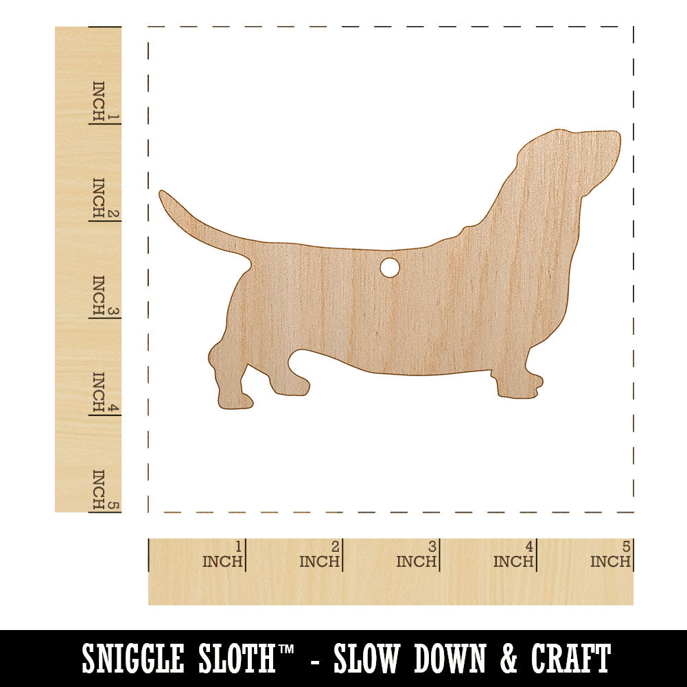 Basset Hound Dog Solid Unfinished Craft Wood Holiday Christmas Tree DIY Pre-Drilled Ornament