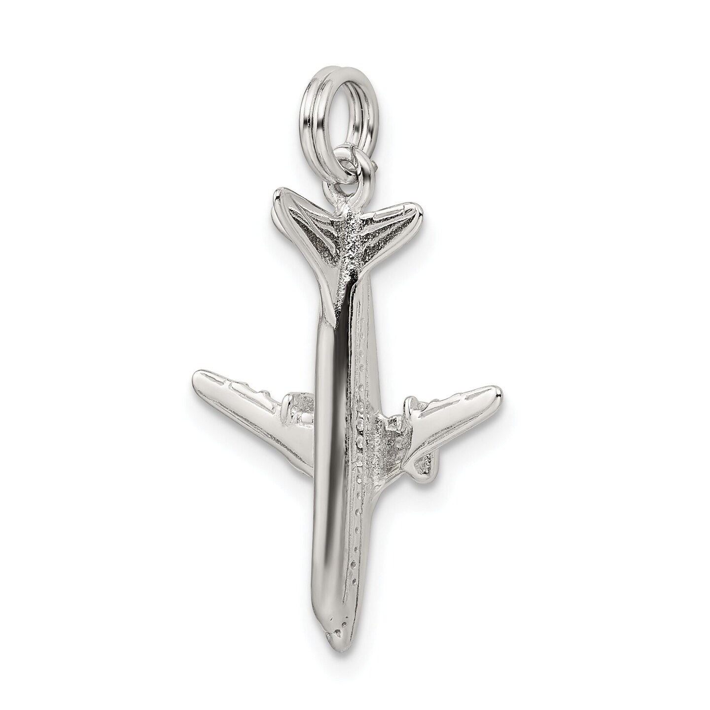 Sterling Silver Airplane Charm Airliner Pendant Jewelry 25mm x 22mm