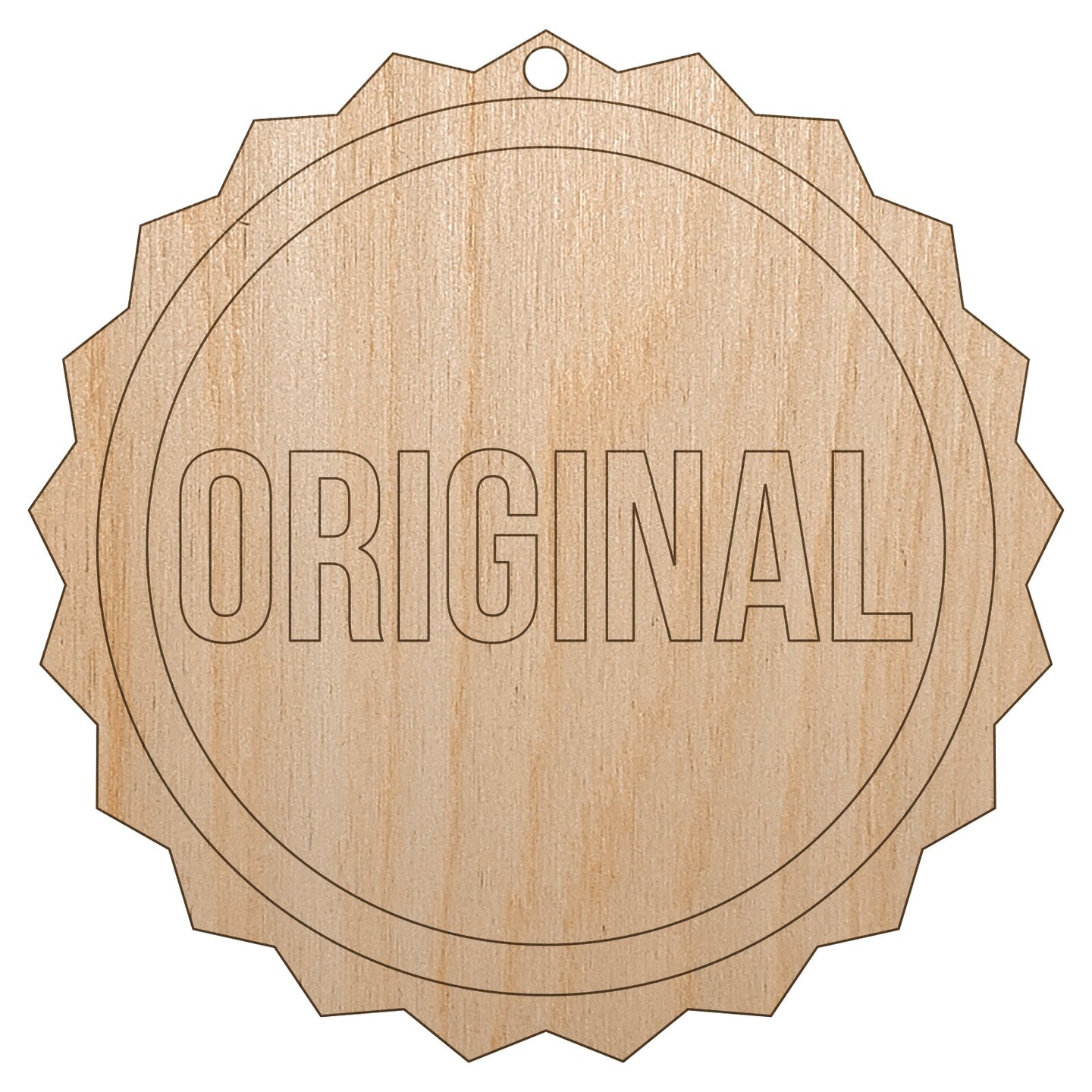 Original Circle Seal Unfinished Craft Wood Holiday Christmas Tree DIY Pre-Drilled Ornament