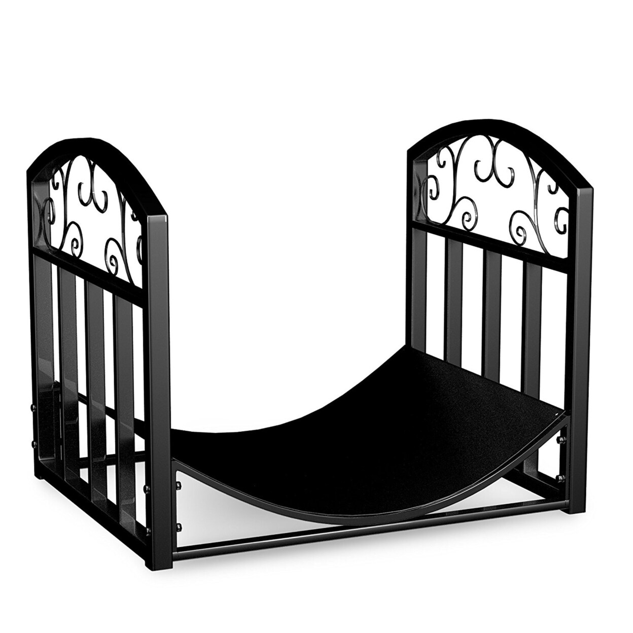 Firewood Rack Holder Metal Black Decorative Scroll Design Indoor Outdoor 18X14x14.5