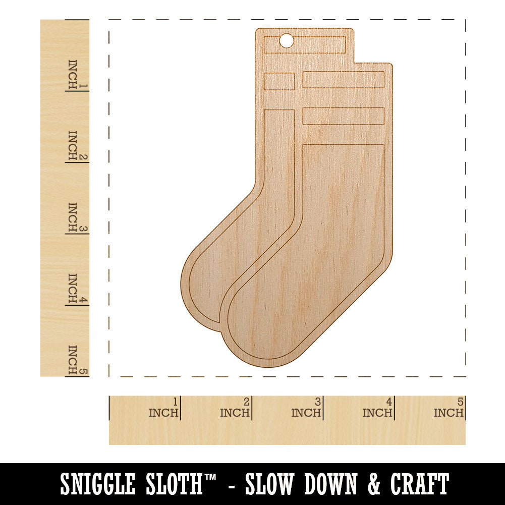 Pair of Socks Sport Laundry Unfinished Craft Wood Holiday Christmas Tree DIY Pre-Drilled Ornament