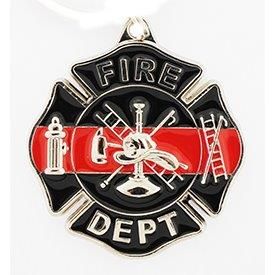 Fire Dept Logo Firefighters Thin Red Line Keychain