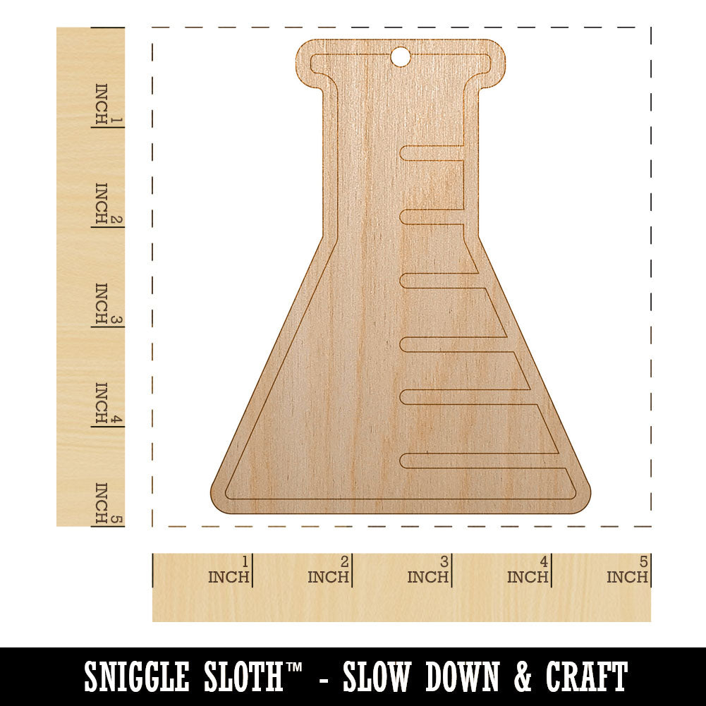 Science Chemistry Beaker Flask Unfinished Craft Wood Holiday Christmas Tree DIY Pre-Drilled Ornament