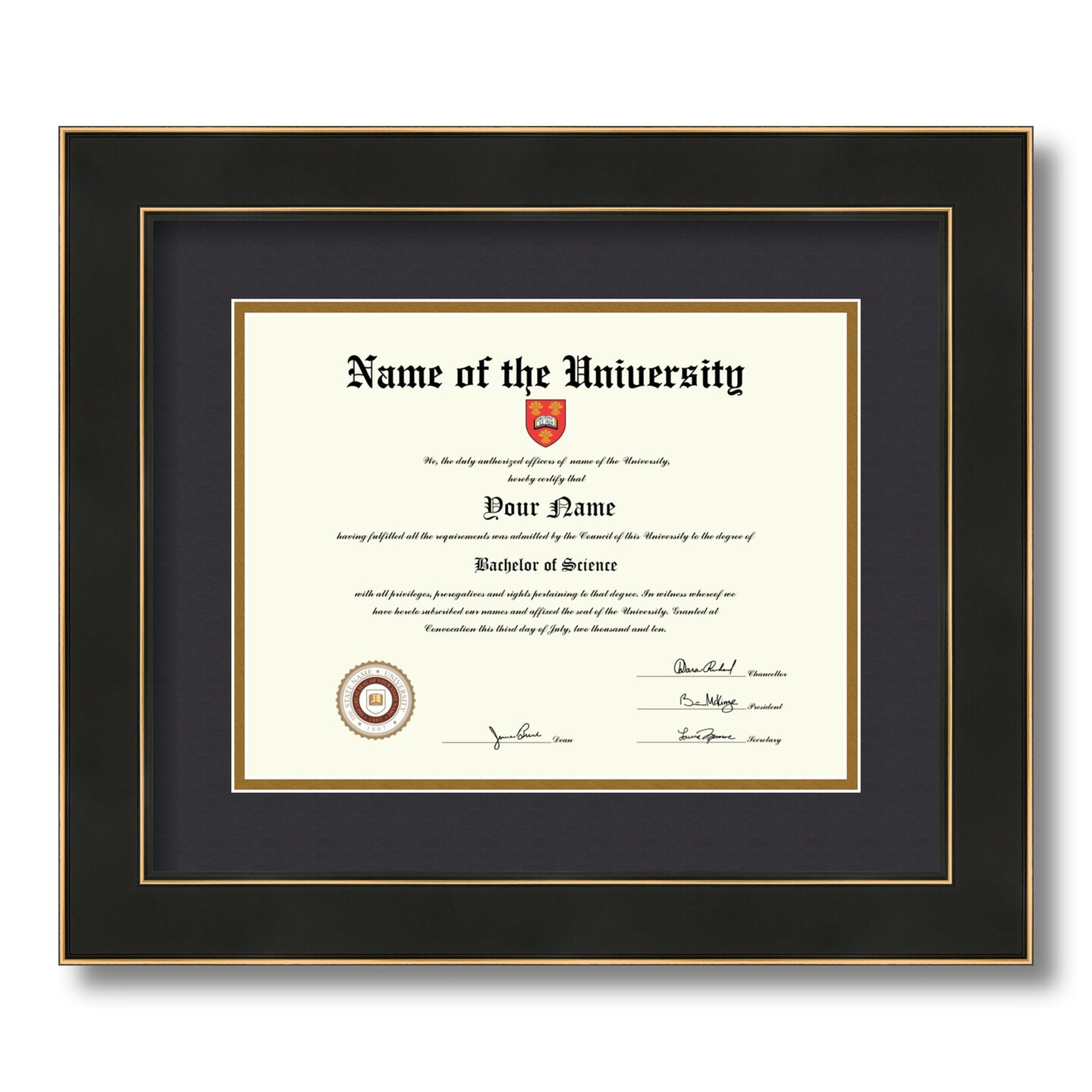 ArtToFrames 8.5x11 inch Diploma Frame - Framed with Black and Gold Mats, Comes with Regular Glass and Sawtooth Hanger for Wall Hanging (D-8.5x11)