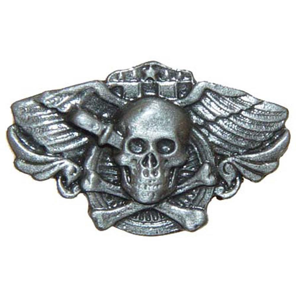 Winged Skull Pin Pewter 1