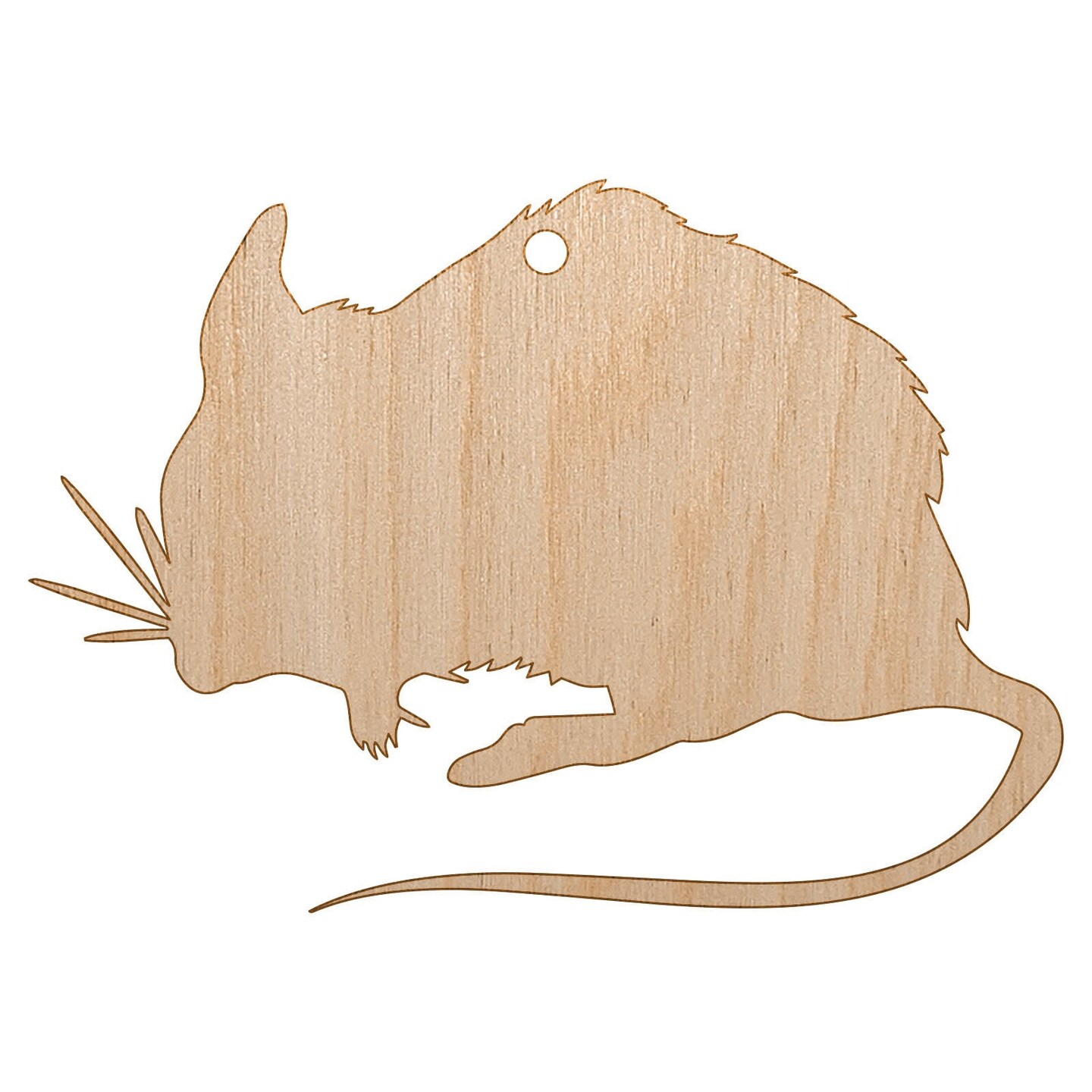 Mouse Solid Unfinished Craft Wood Holiday Christmas Tree DIY Pre-Drilled Ornament