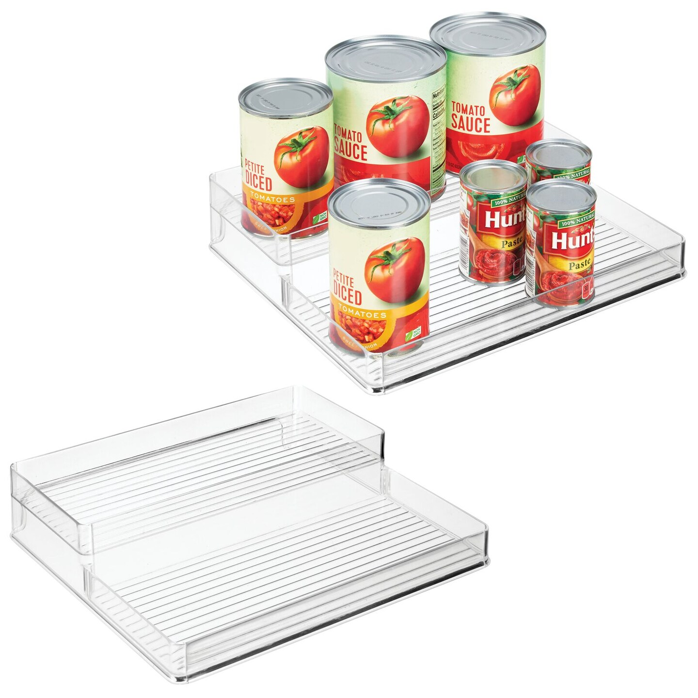 Mdesign Plastic Kitchen Tiered Canned Food Storage Shelves - Clear