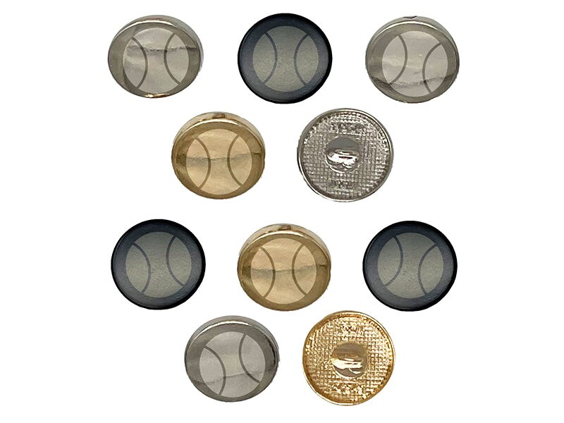 Tennis Ball 0.6" (15mm) Round Metal Shank Buttons for Sewing - Set of 10