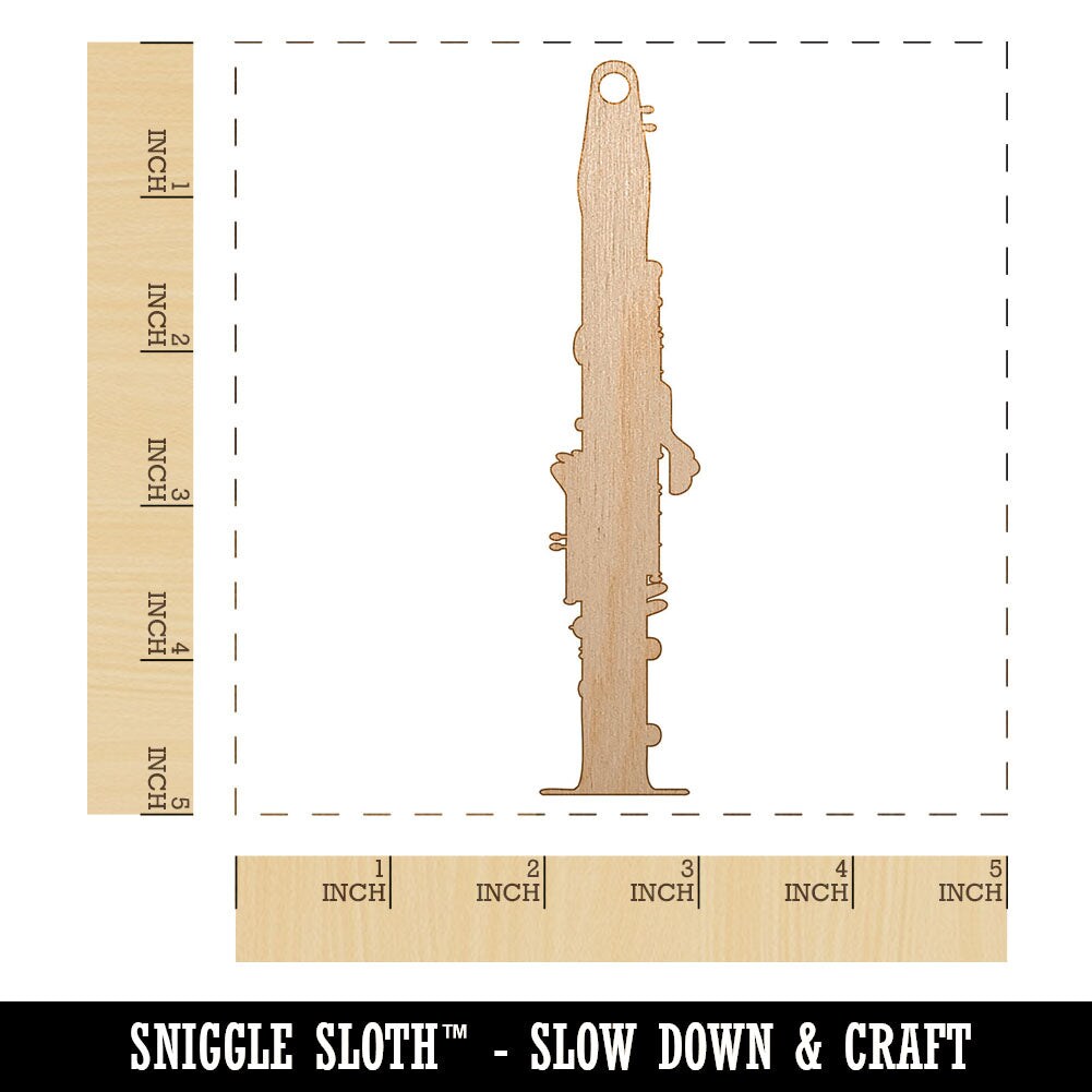 Clarinet Music Instrument Silhouette Unfinished Craft Wood Holiday Christmas Tree DIY Pre-Drilled Ornament