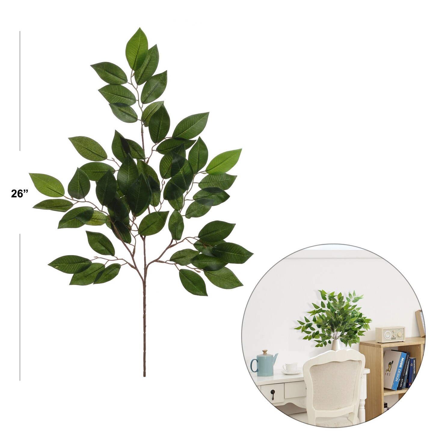 Elegant Foliage Delight: 22&#x22; Sakaki Spray 34 Leaves Set of 4 - Lifelike Greenery for Floral Arrangements, Home Decor, and Events - Create Stunning Displays