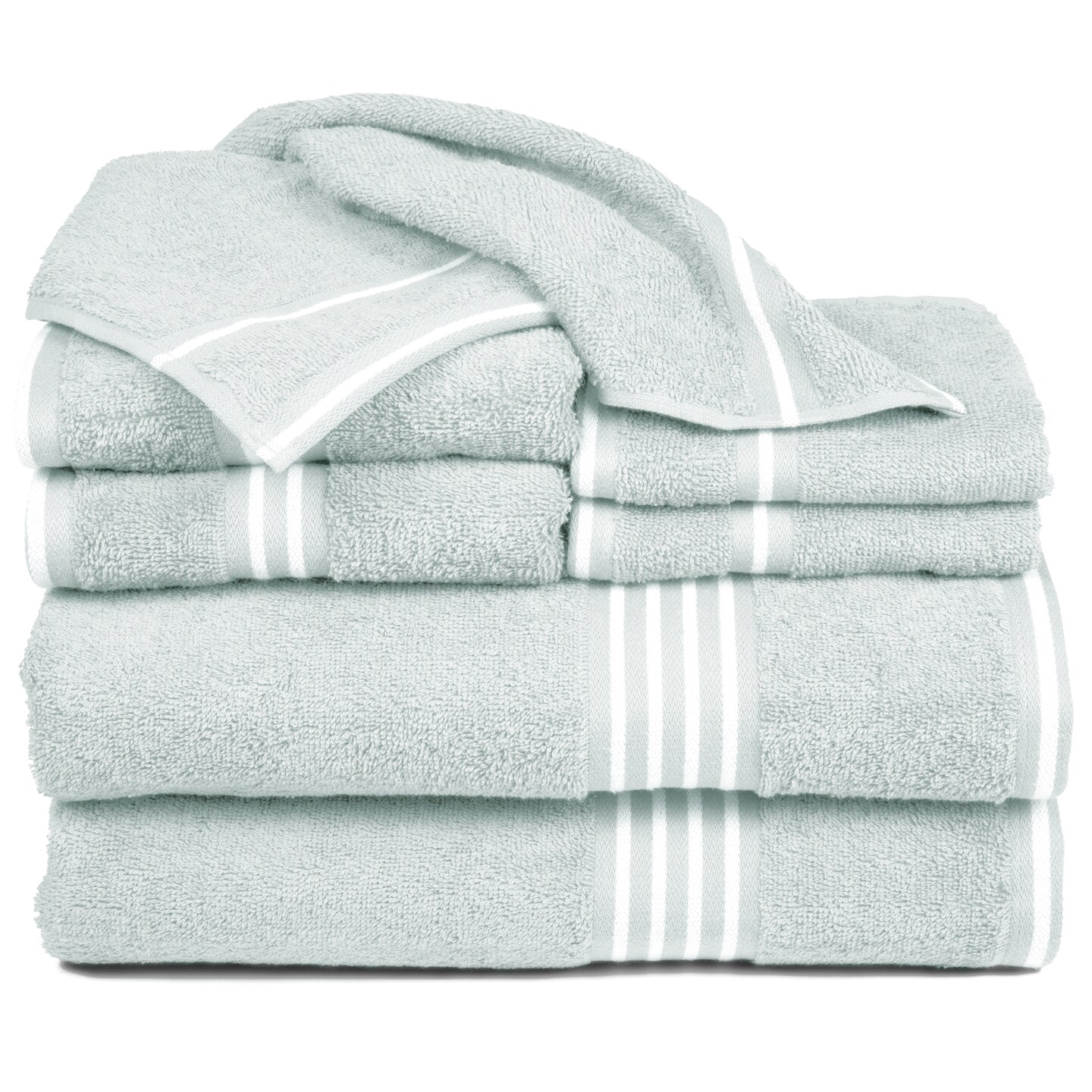 Lavish Home 8 Piece Cotton Soft Bath Towel Set Absorbent Plush Towels Beige