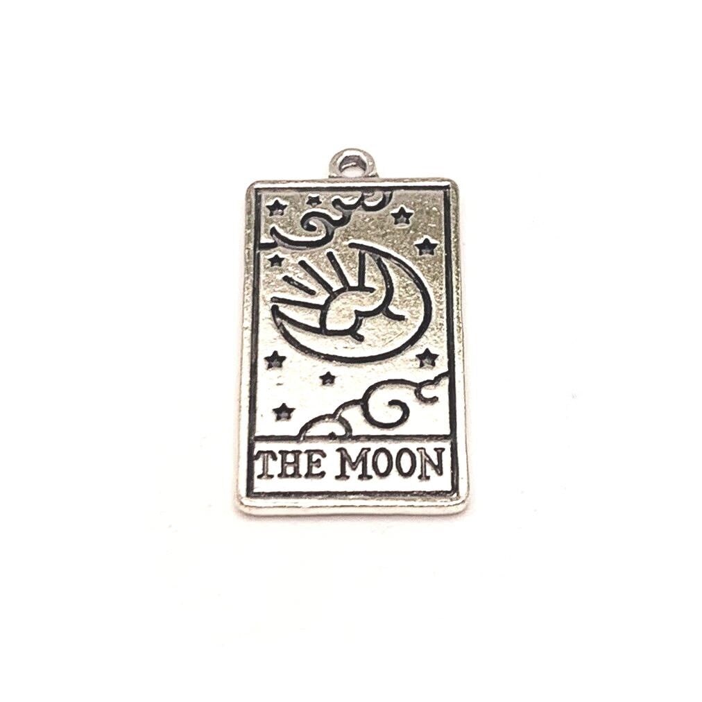 1, 4, 20 or 50 Pieces: The Moon Silver Tarot Card Fortune Teller Pendant