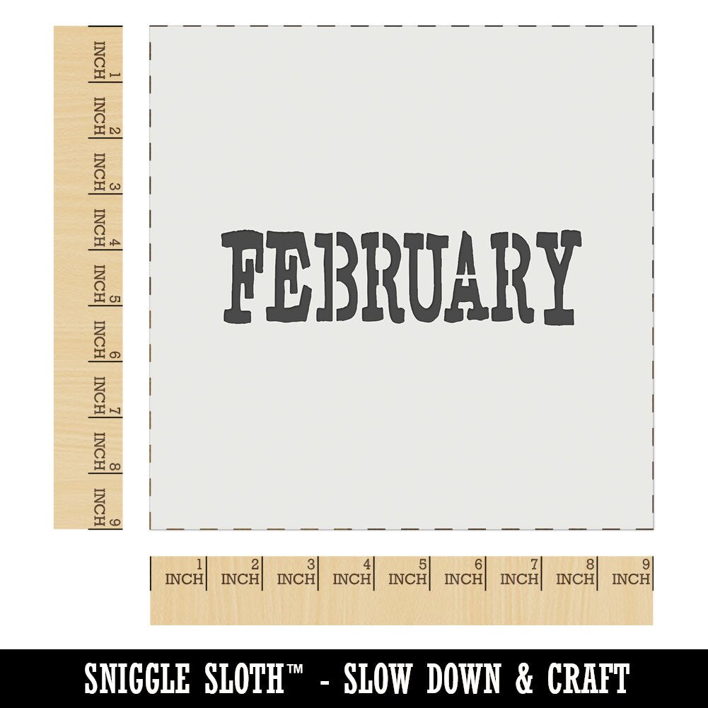 February Month Calendar Fun Text Wall Cookie DIY Craft Reusable Stencil